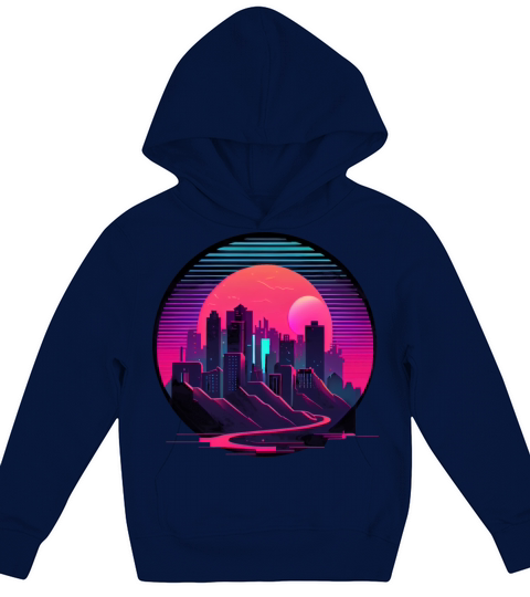 Retrowave Synthwave 80s Design Kids Hoodie