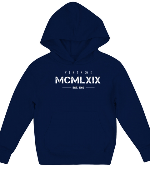Vintage Born In 1969 Roman Numerals 53rd Kids Hoodie