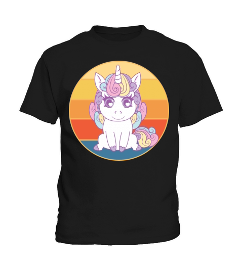 Cute Kawaii Unicorn Retro Sunset Vintage Kids T-Shirt