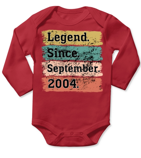 18 Years Old Gifts Legend Since September 2004 18t Long Sleeve Baby One-Piece