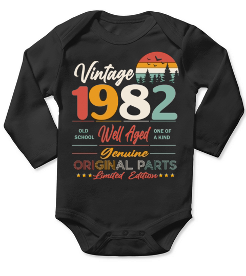 1982 Original vintage vintage retro birthday Long Sleeve Baby One-Piece