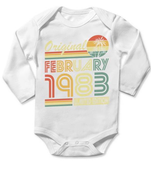 40th birthday vintage february 1983 original 1983 Long Sleeve Baby One-Piece