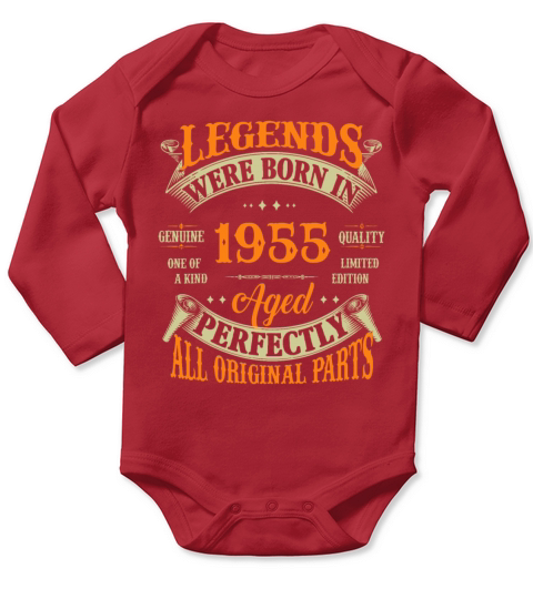 67th Birthday Vintage Legends Born In 1955 67 Year Long Sleeve Baby One-Piece