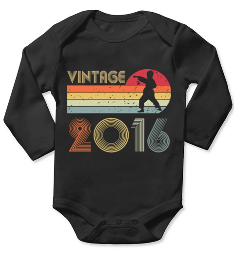 6th Birthday Karate Taekwondo Boy Vintage 2016 Long Sleeve Baby One-Piece