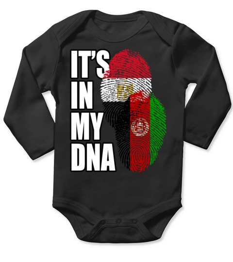 Afghan And Egyptian Mix Heritage DNA Flag Long Sleeve Baby One-Piece