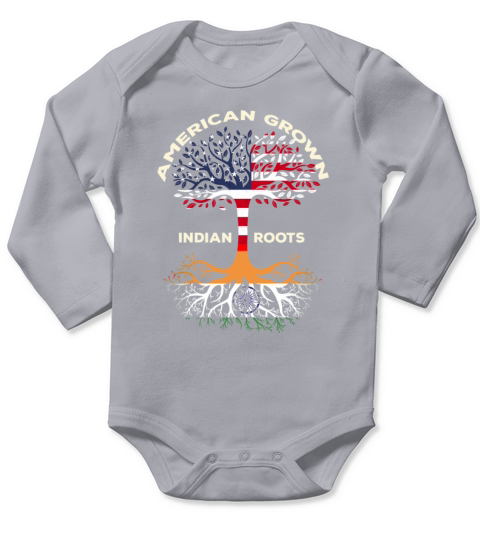 American Flag Vintage Quote Indian Roots - Punjabi Long Sleeve Baby One-Piece