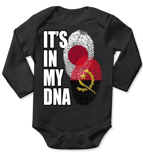 Angolan And Japanese Mix Heritage DNA Flag Long Sleeve Baby One-Piece