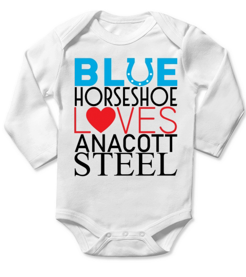 Blue Horseshoe Loves Anacott Steel Long Sleeve Baby One-Piece