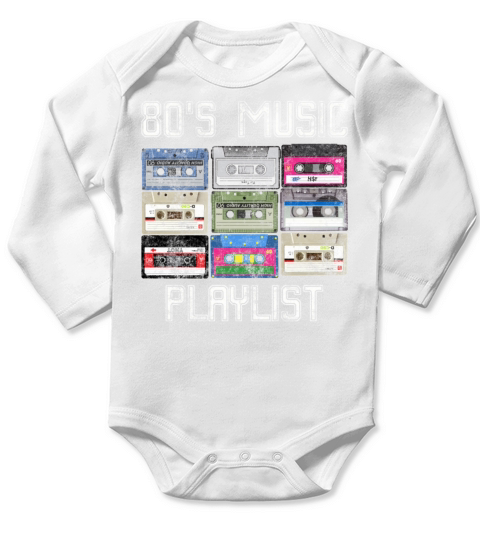 Cassette 80s Music Playlist Grunge Long Sleeve Baby One-Piece