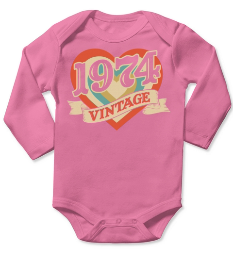 Classic Retro Heart Vintage 1974 Long Sleeve Baby One-Piece