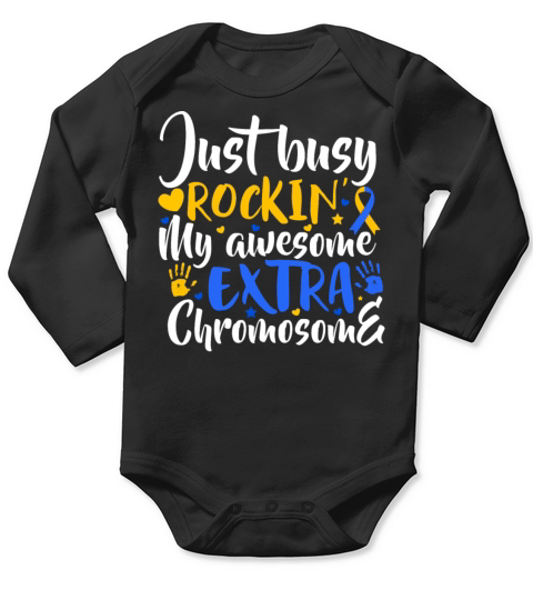 Down Syndrome Awareness Rockin Long Sleeve Baby One-Piece