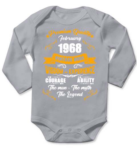 February 1968 Vintage Birthday Present Long Sleeve Baby One-Piece