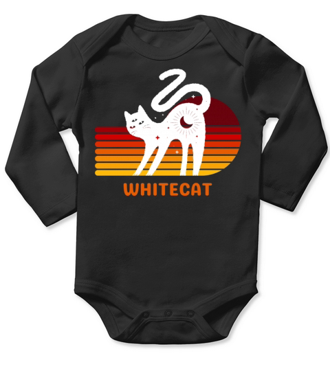 funny white cat retro vintage whitecat Long Sleeve Baby One-Piece