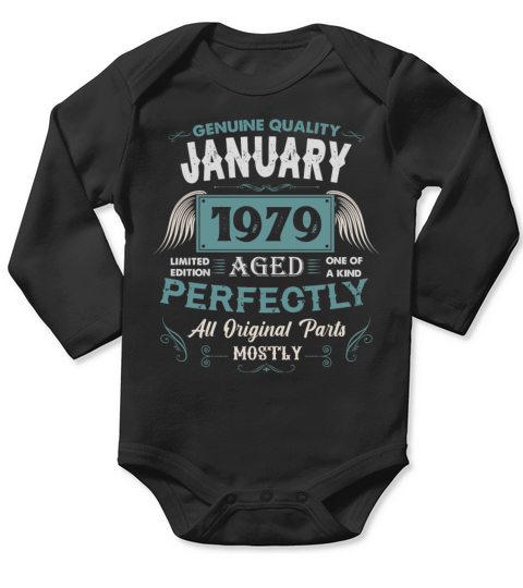 January 1979 Vintage Birthday Present Long Sleeve Baby One-Piece