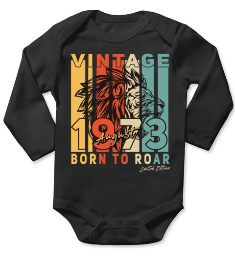 Lion August 1973 Vintage Gift Long Sleeve Baby One-Piece