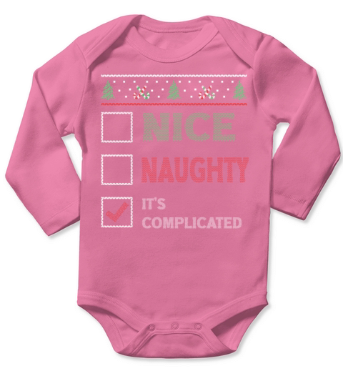 Nice Naughty Its Complicated Christmas List Santa Long Sleeve Baby One-Piece