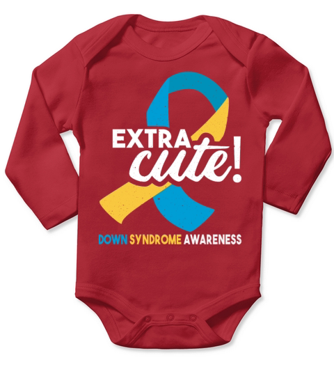 October Wear Blue Yellow Down Syndrome Awareness Long Sleeve Baby One-Piece