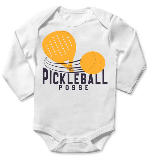 Pickleball Posse Funny Pickleball Quote Long Sleeve Baby One-Piece