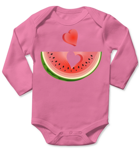 Piece of a watermelon with a heart Long Sleeve Baby One-Piece