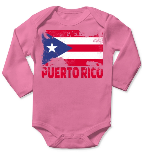 Puerto Rico Flag Vintage Distressed Caribbean Grun Long Sleeve Baby One-Piece