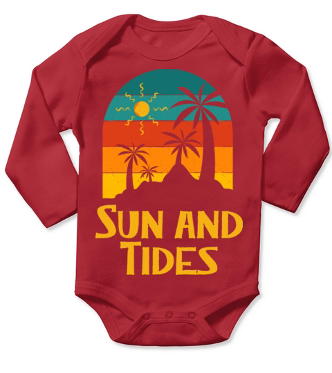 Sun and Tides Surfing Beach Surfer Ocean Holiday Long Sleeve Baby One-Piece