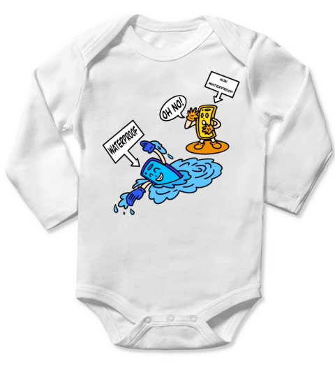 Swimming with cartoon smart phone Long Sleeve Baby One-Piece