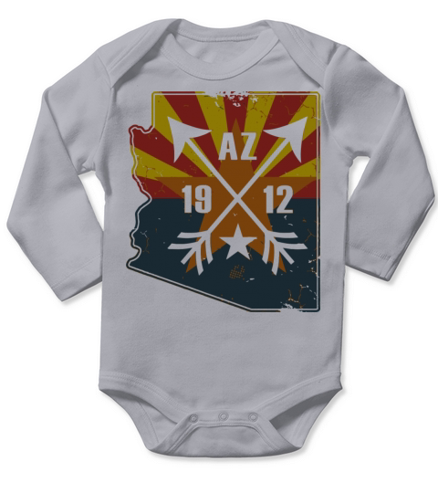 Vintage Arizona Flag Map Long Sleeve Baby One-Piece