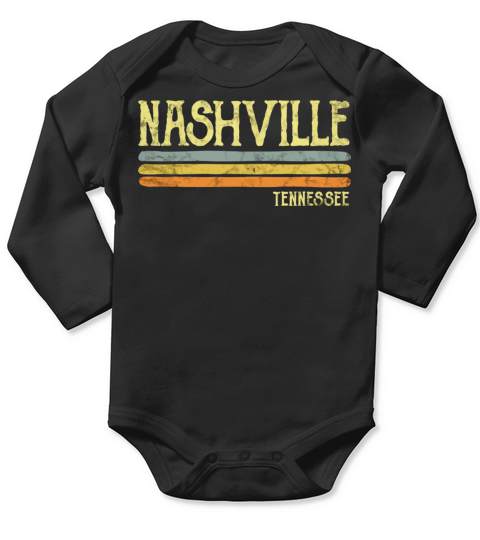 Vintage Nashville Tennessee Tn Love Souvenir Long Sleeve Baby One-Piece