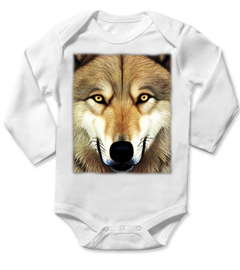 Wolf artwork design predator face imprint Long Sleeve Baby One-Piece