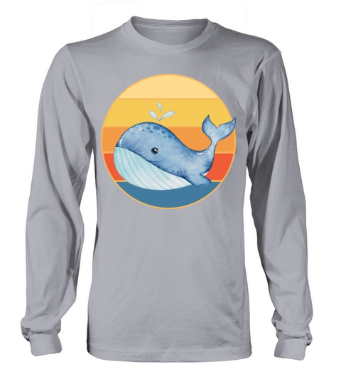 Cute Kawaii Whale Retro Sunset Vintage Ocean Long sleeved Unisex