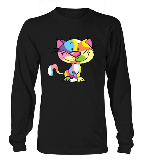 Cute Kitty Cartoon Colorful Pop Art Design Long sleeved Unisex