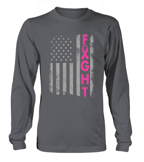 Fight Breast Cancer Awareness Pink Ribbon US Flag Long sleeved Unisex