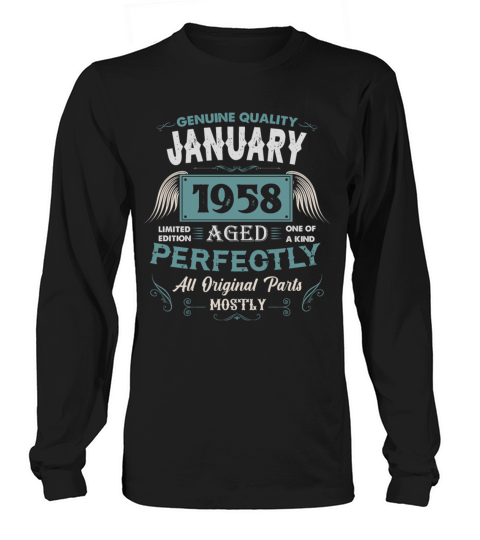 January 1958 Vintage Birthday Present Long sleeved Unisex