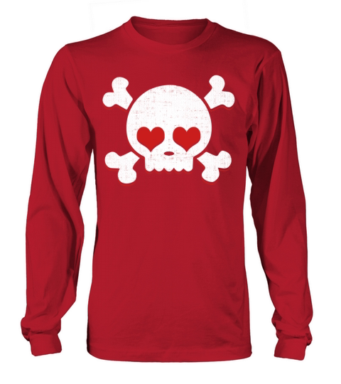 Skull Heart Valentines Day Pirate Flag Long sleeved Unisex