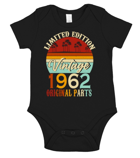 1962 Born Vintage Birthday Retro Short Sleeve Baby One-Piece