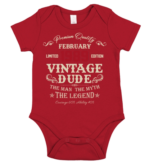 February 1989 Vintage Birthday Present Short Sleeve Baby One-Piece