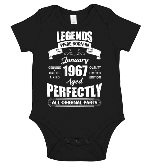 Legends Were Born In January 1967 Birthday Short Sleeve Baby One-Piece