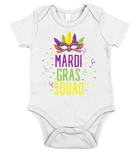 Mardi Gras Squad New Orleans Louisiana Parade Short Sleeve Baby One-Piece