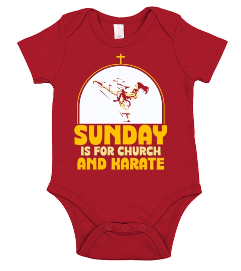 Sunday is for church and Karate Short Sleeve Baby One-Piece