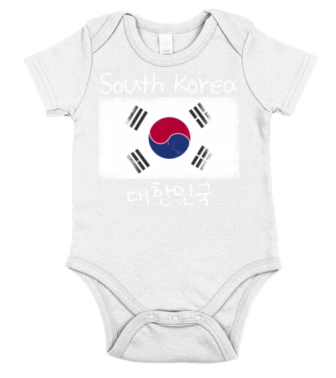 Vintage National South Korea Flag Korean Hangul Short Sleeve Baby One-Piece