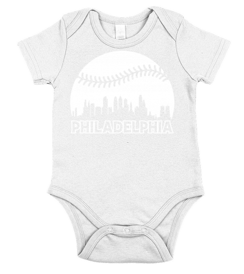Vintage Philadelphia Baseball Skyline Retro Philly Short Sleeve Baby One-Piece