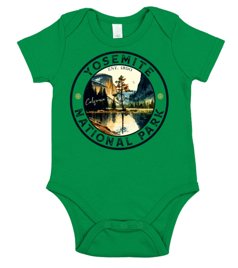 Yosemite National Park California watercolor retro Short Sleeve Baby One-Piece