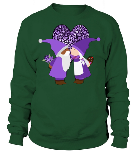 BiRacial Couple Valentines Gnome Purple Leopard Sweatshirt Unisex