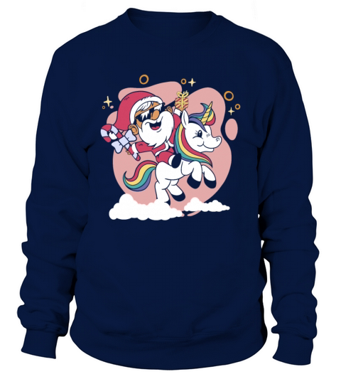 Christmas santa riding unicorn with Christmas tree Sweatshirt Unisex