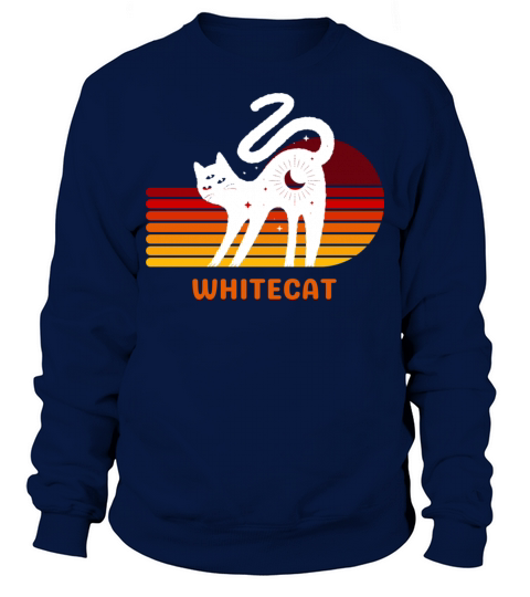 funny white cat retro vintage whitecat Sweatshirt Unisex