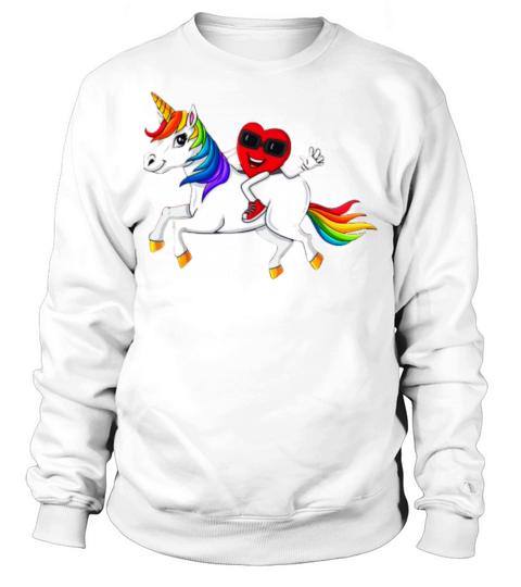 heart riding unicorn valentines day girls kids Sweatshirt Unisex