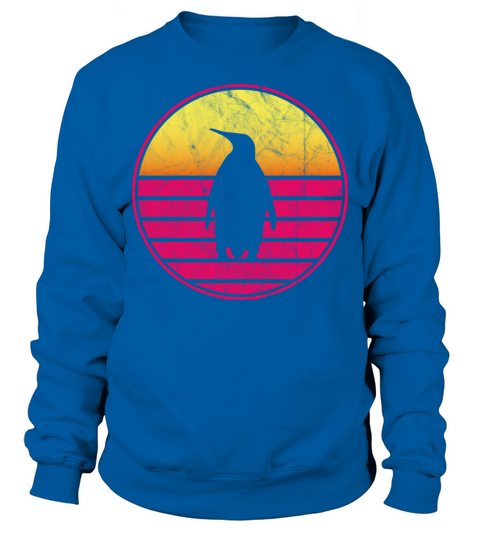 Penguin Vintage Sunset Retro Cute Womens Penguin Sweatshirt Unisex