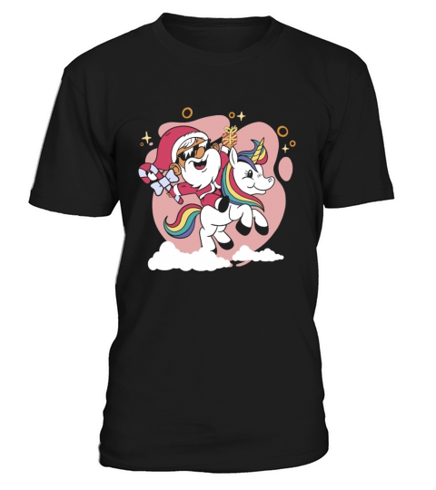 Christmas santa riding unicorn with Christmas tree T-Shirt Unisex