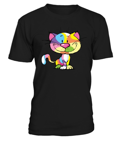 Cute Kitty Cartoon Colorful Pop Art Design T-Shirt Unisex