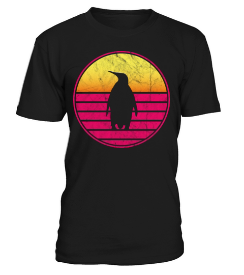 Penguin Vintage Sunset Retro Cute Womens Penguin T-Shirt Unisex